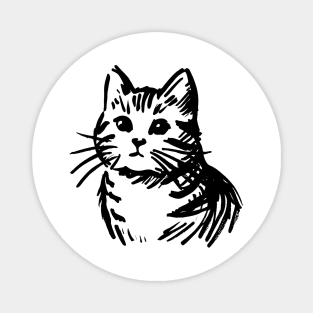 Stick figure cat in black ink Magnet